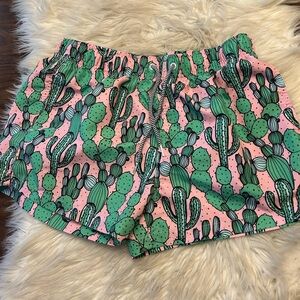 Women’s Cactus Print Shorts - Pink & Green